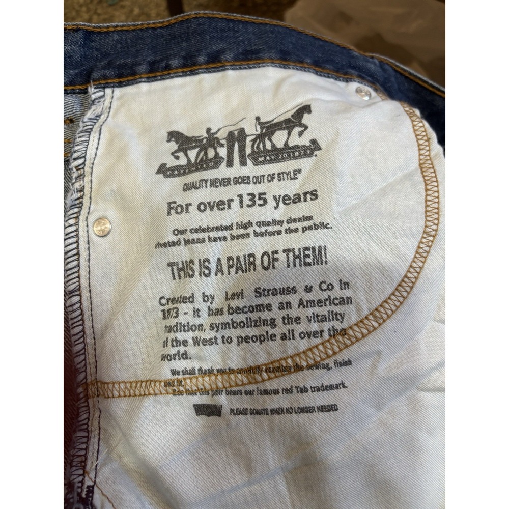 Levis 752 Mens 44x30 Blue Denim Jeans Straight Relaxed Fit - Picture 4 of 5
